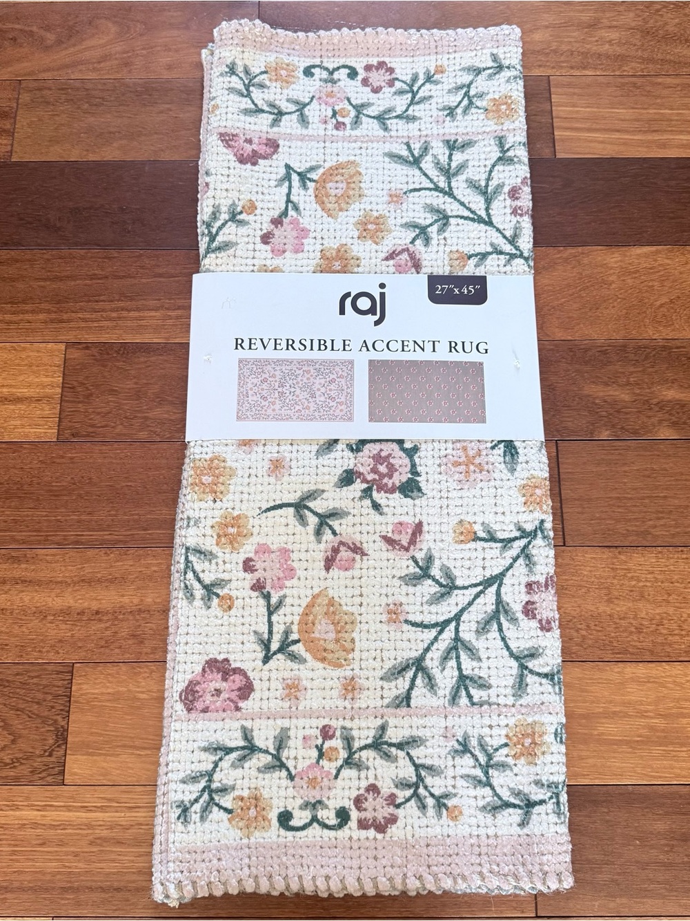 NWT raj soft floral reversible throw rug